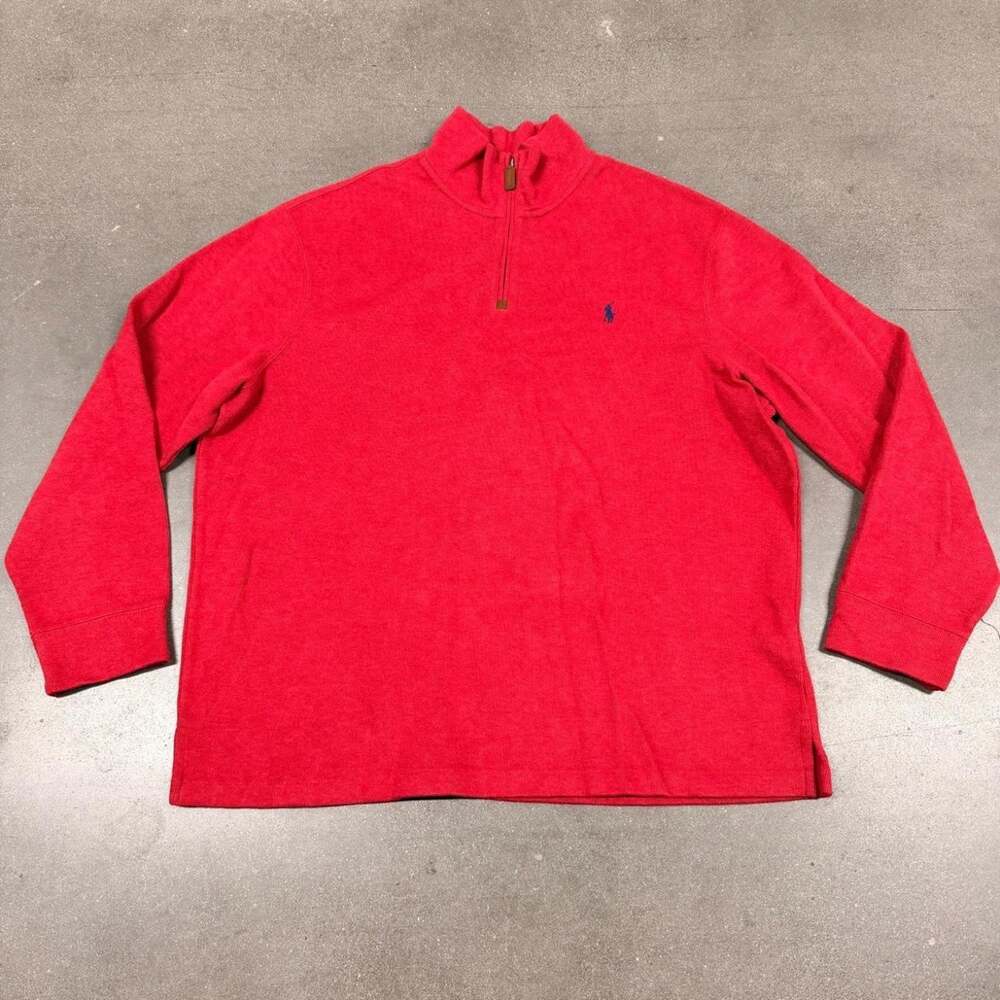 Polo Ralph Lauren Quarter Zip Sweater Mens XXL Red Pony Pullover